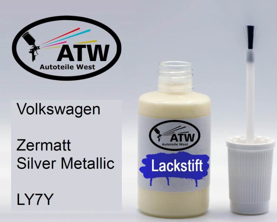 Volkswagen, Zermatt Silver Metallic, LY7Y: 20ml Lackstift, von ATW Autoteile West.